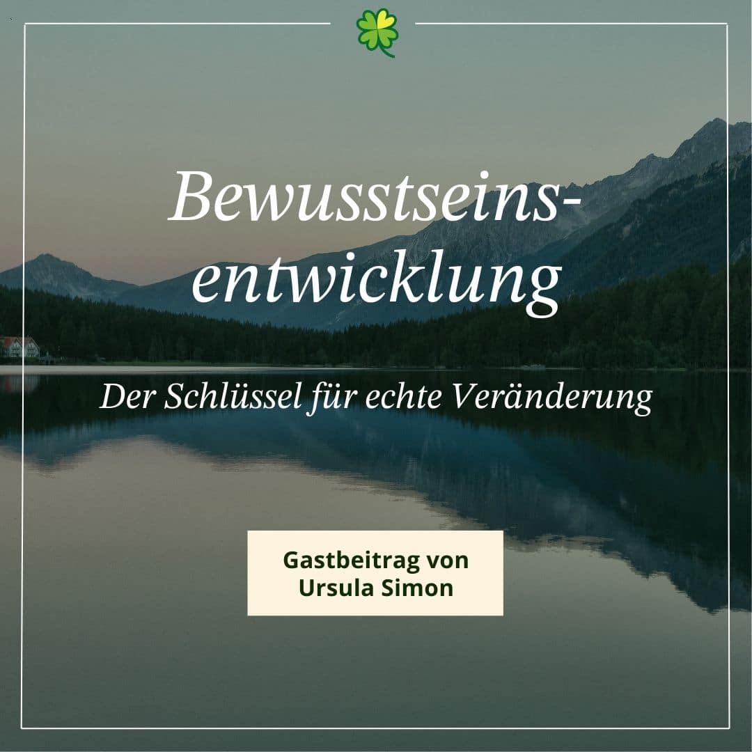 See mit Berglandschaft im Hintergrund Text: Bewusstseinsentwicklung: Der Schlüssel für echte Veränderung, Gastbeitrag von Ursula Simon – McSpirit