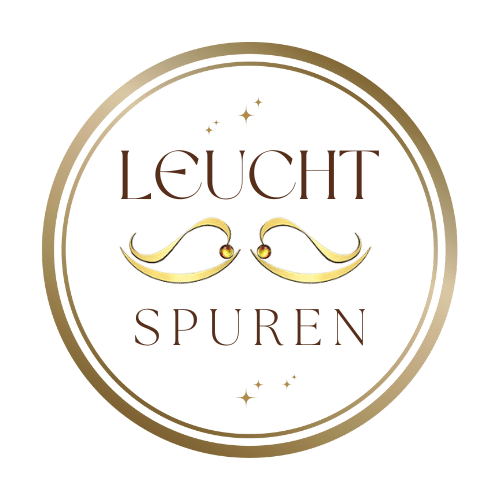 Leuchtspuren Logo mit goldenen Ornamenten